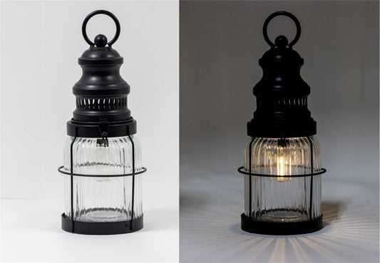 LANTERNE METAL LUMIERE LED 5 X 12" NOIR