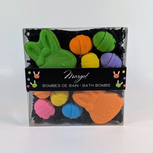 COFFRET PÂQUES - LAPIN & MINI BOMBE BAIN VERT/ORANGE