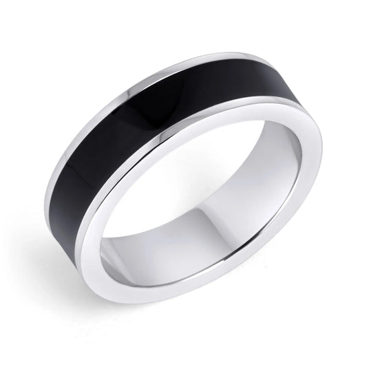 BAGUE "NYX"  GR 6 ARGENT & NOIR