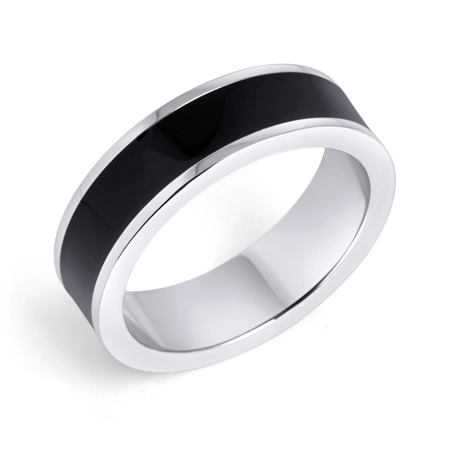 BAGUE "NYX"  GR 8 ARGENT & NOIR