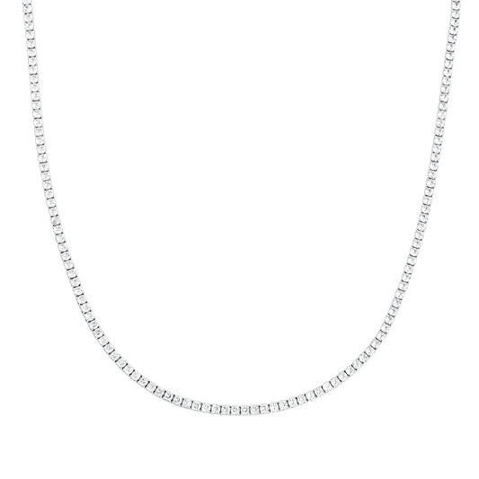 COLLIER "GRACE" 17" PIERRE ZIRCON ARGENT
