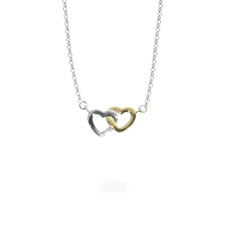 CHAINE PENDENTIF COEUR OR & ARG 38CM