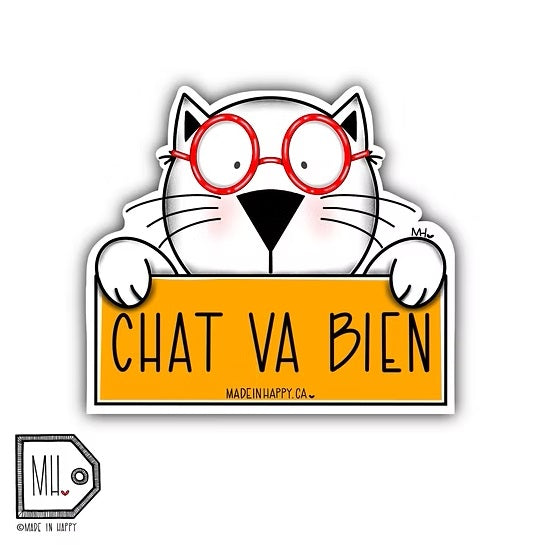 AUTOCOLLANT- CHAT VA BIEN