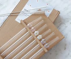 ENS 6- PAILLE EN VERRE+2 BROSSE NET FLEURS