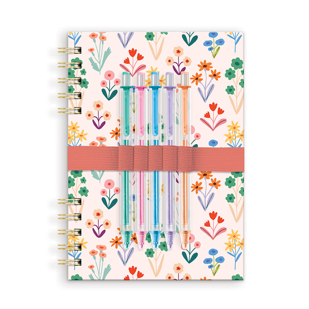Ensemble 5-stylos et cahier spirale Meadow L Fleurs Prairie