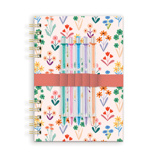 Ensemble 5-stylos et cahier spirale Meadow L Fleurs Prairie