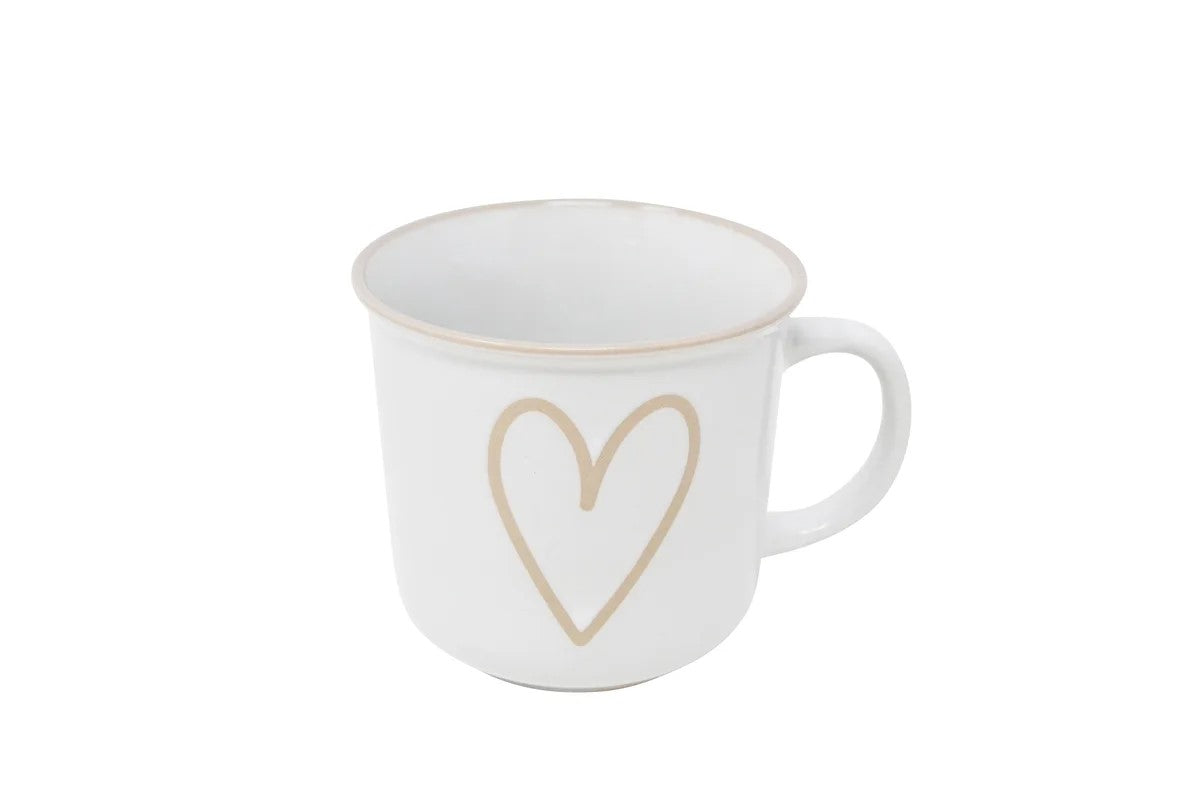 TASSE 14OZ  BLANC COEUR BEIGE