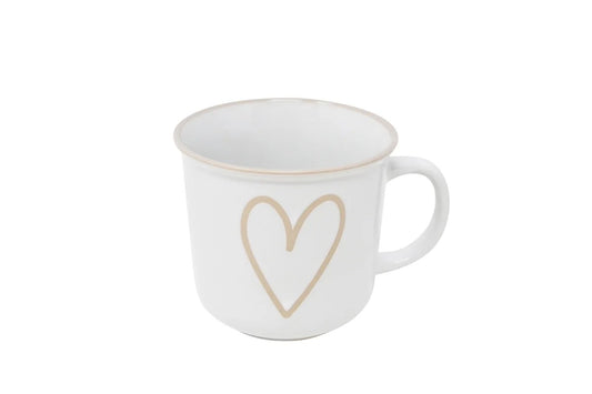 TASSE 14OZ  BLANC COEUR BEIGE