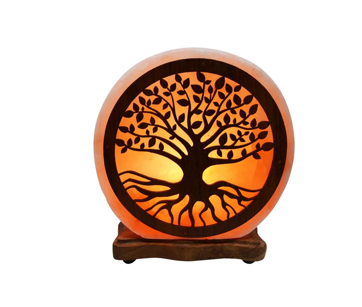 LAMPE SEL 4KG BASE BOIS -  ARBRE DE VIE