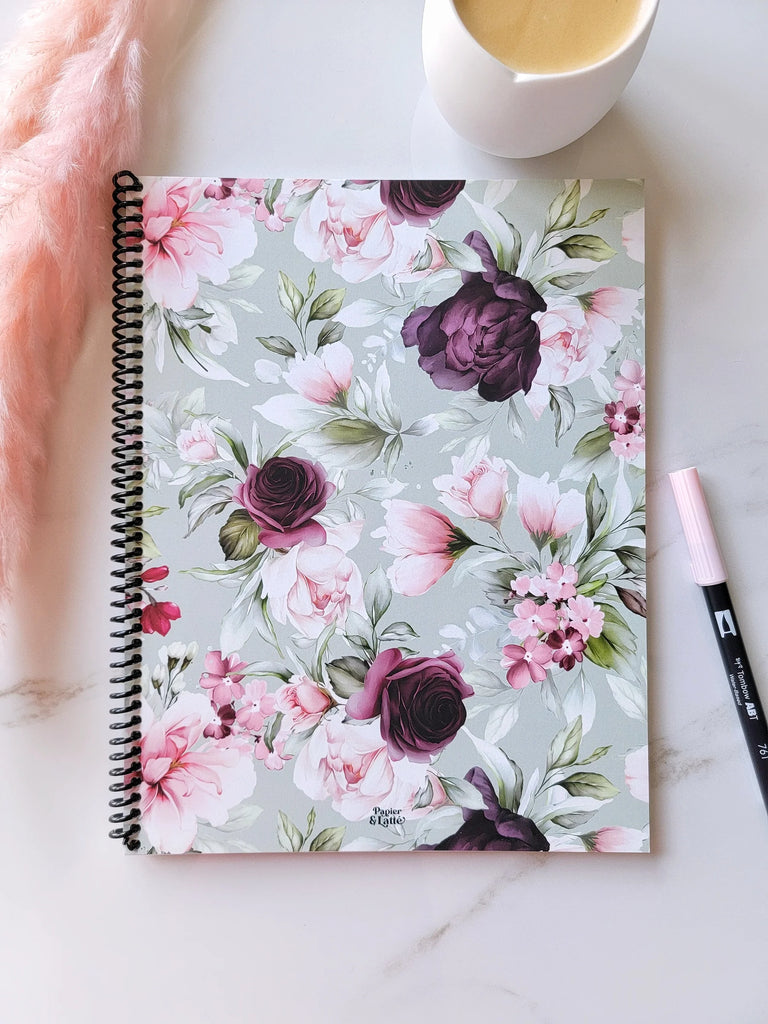 PAPIER & LATTE - CAHIER NOTES 8.5X11'' ANNA FLEUR ROSE BOURG