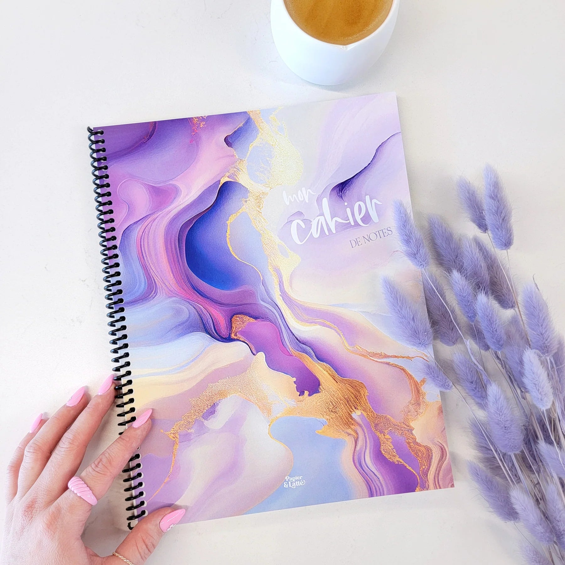 PAPIER & LATTE - CAHIER NOTES 8.5 X 11'' GENESIS MARBRE VIOLET