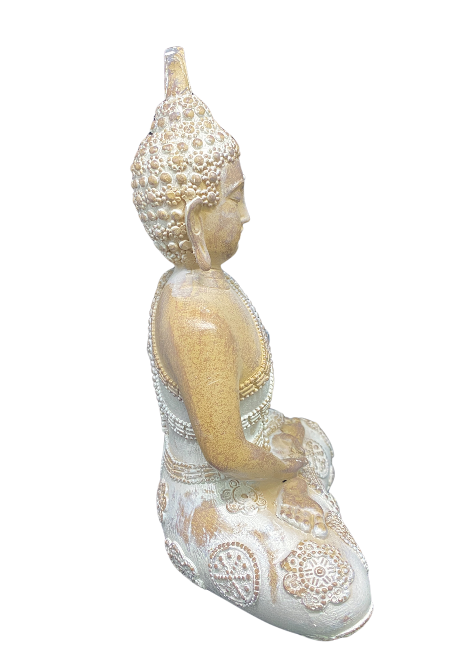 BOUDDHA BRUN & BLANC MEDITANT PETIT