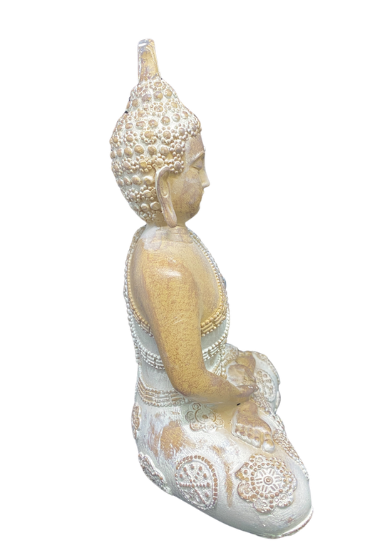 BOUDDHA BRUN & BLANC MEDITANT PETIT