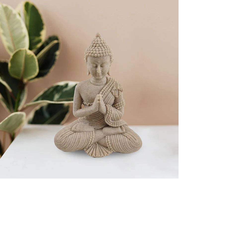 BOUDDHA COULEUR PIERRE 4 X5" EN PRIERE