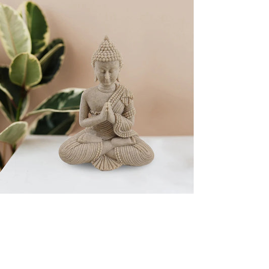 BOUDDHA COULEUR PIERRE 4 X5" EN PRIERE