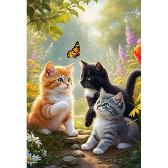 DRAPEAU 28X40" - CHATONS DANS LE JARDIN