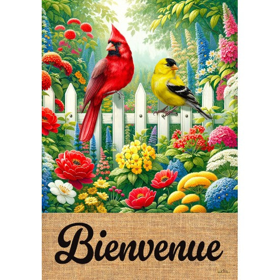 DRAPEAU 28X40"- BIENVENUE CARDINAL& CHARDONNERET