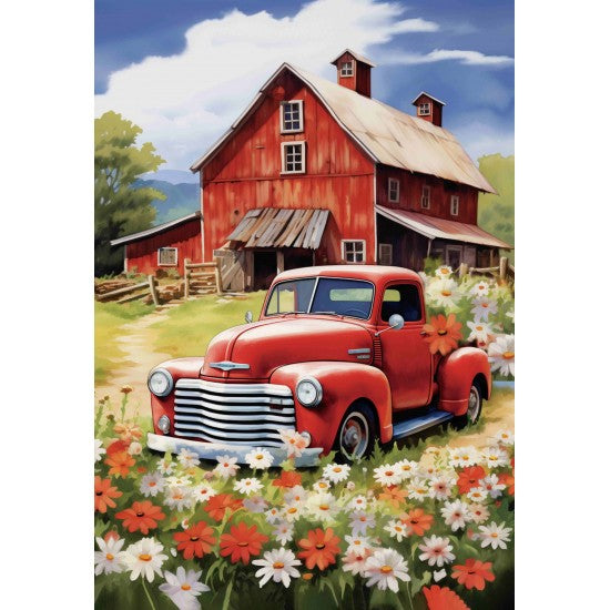 DRAPEAU 28X40" - CAMION ROUGE & GRANGE