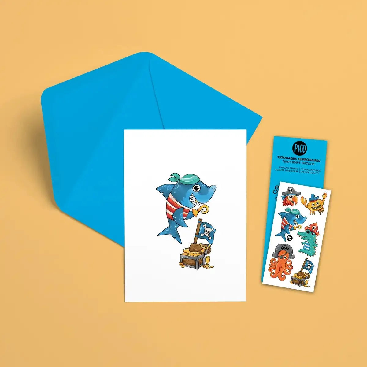 CARTE DE SOUHAIT + TATOOS -  ALFRED LE PIRATE