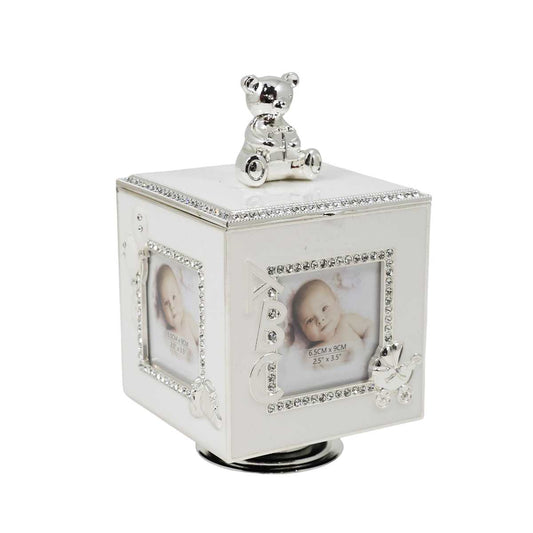BOÎTE MUSIQUE PHOTO 3 X 3" OURSON BLANC