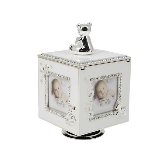 BOÎTE MUSIQUE PHOTO 3 X 3" OURSON BLANC