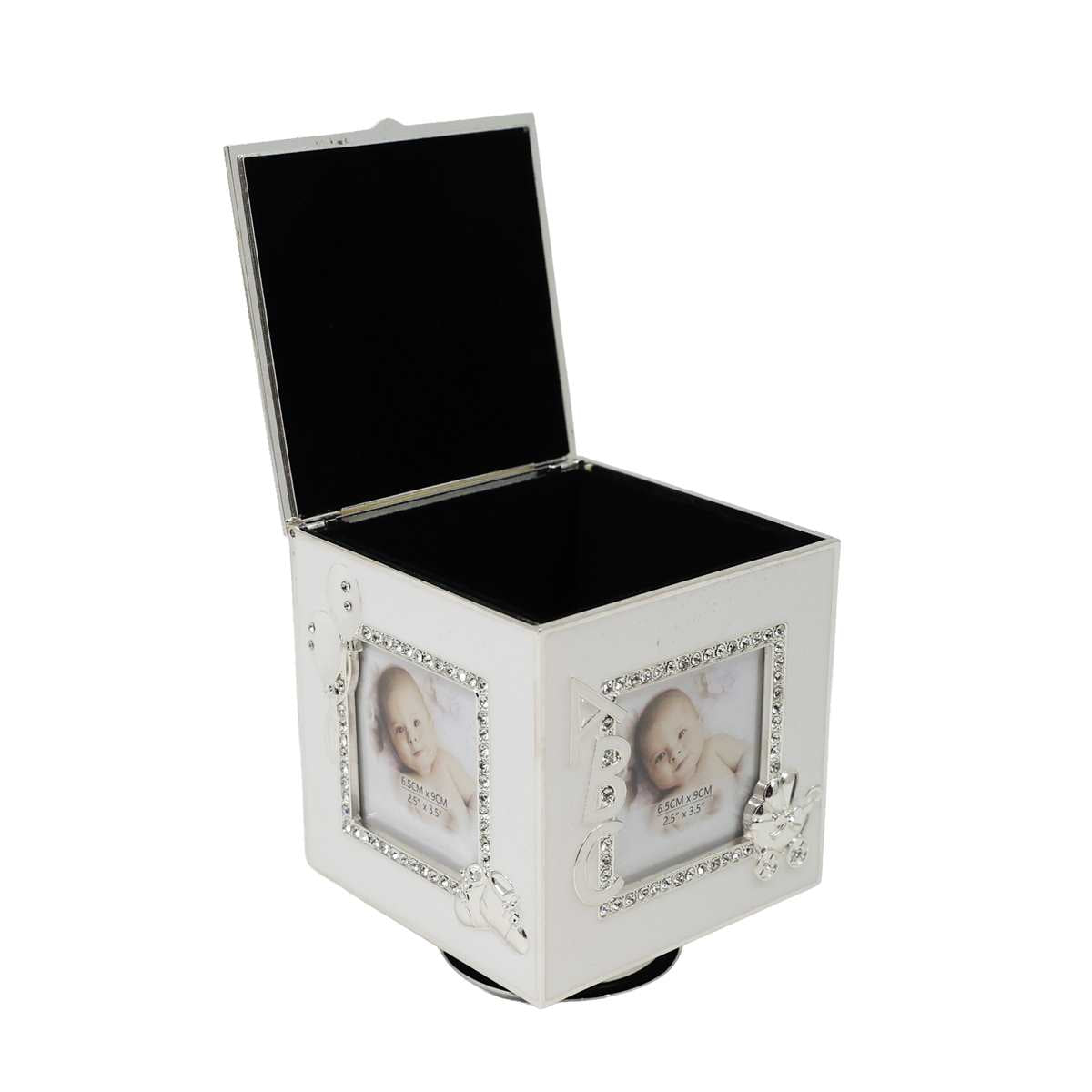 BOÎTE MUSIQUE PHOTO 3 X 3" OURSON BLANC
