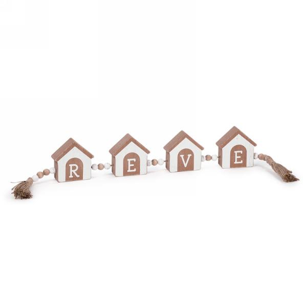 DECOR MAISON SUR CORDE "REVE" BLANC & NATURELLE