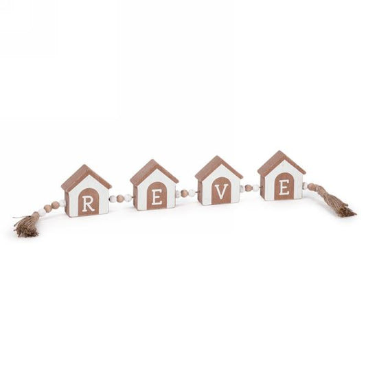 DECOR MAISON SUR CORDE "REVE" BLANC & NATURELLE