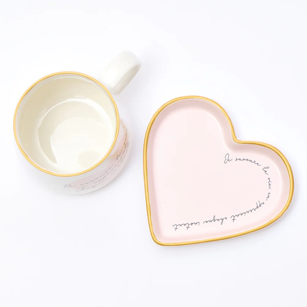 C LACROIX - ENS TASSE ET ASSIETTE COEUR 2PCS