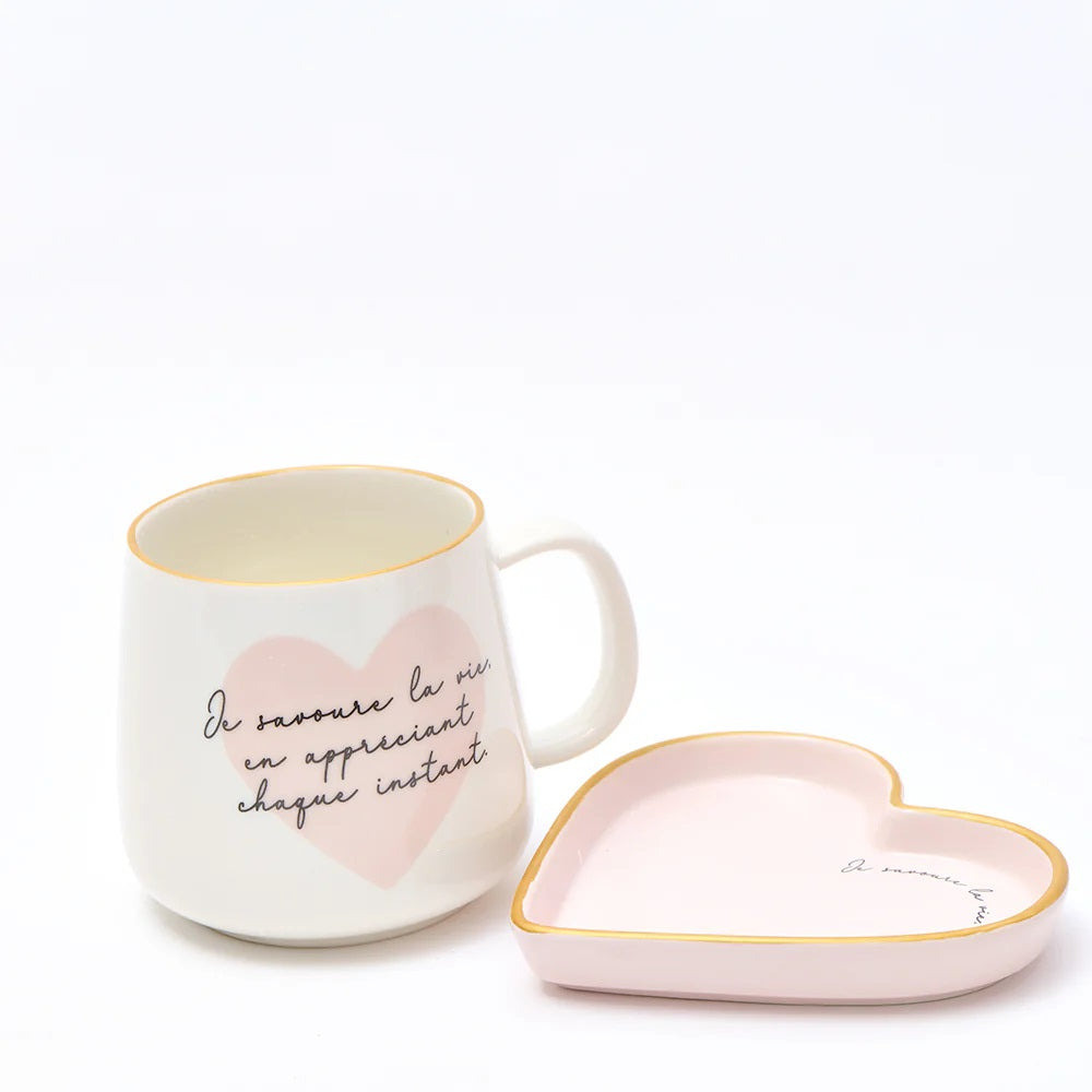 C LACROIX - ENS TASSE ET ASSIETTE COEUR 2PCS