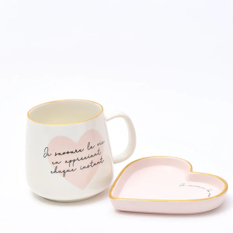 C LACROIX - ENS TASSE ET ASSIETTE COEUR 2PCS