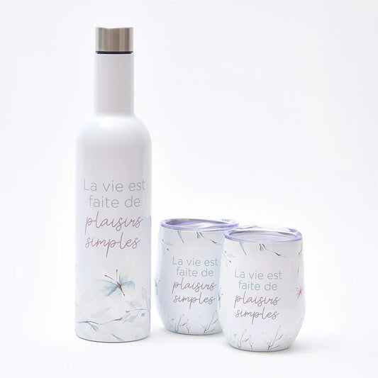 C LACROIX - ENS BOUTEILLE  & VERRE INOX 3PCS