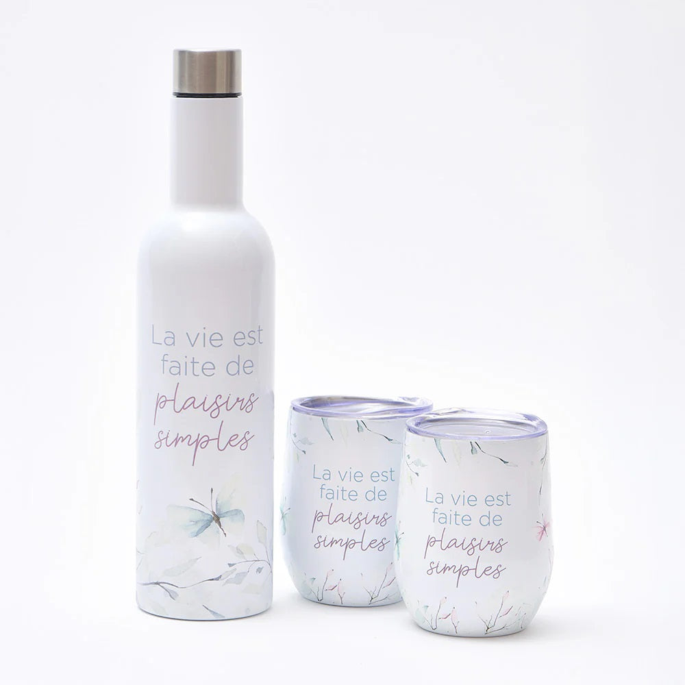 C LACROIX - ENS BOUTEILLE  & VERRE INOX 3PCS