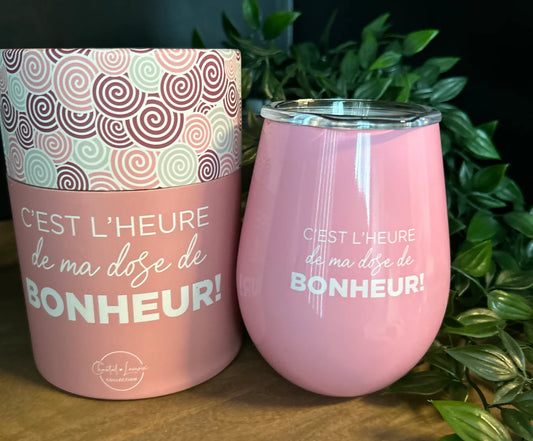 C LACROIX - VERRE INOX  18oz ROSE "BONHEUR"