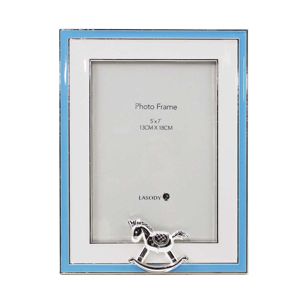 CADRE PHOTO 5 X 7" CHEVAL BASCULE BLEU