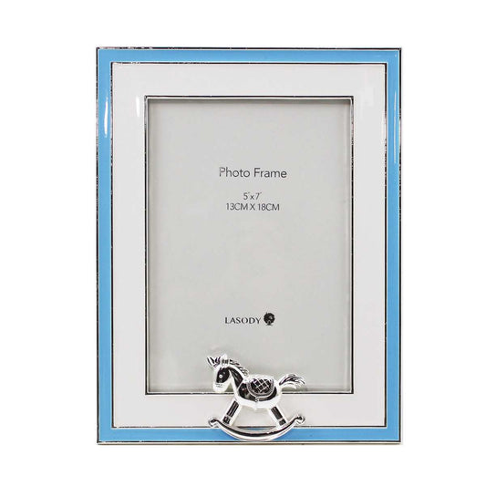 CADRE PHOTO 5 X 7" CHEVAL BASCULE BLEU