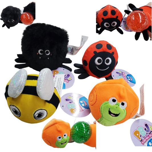 BALLE ANTI-STRESS PELUCHE GEL INSECTE 4 CHOIX ASSORTIES