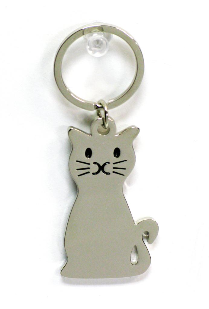 PORTE-CLE "FORME CHAT" ARGENT