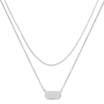 MIA - CHAINE DOUBLE 18-20" PENDENTIF "VESTA" ARGENT