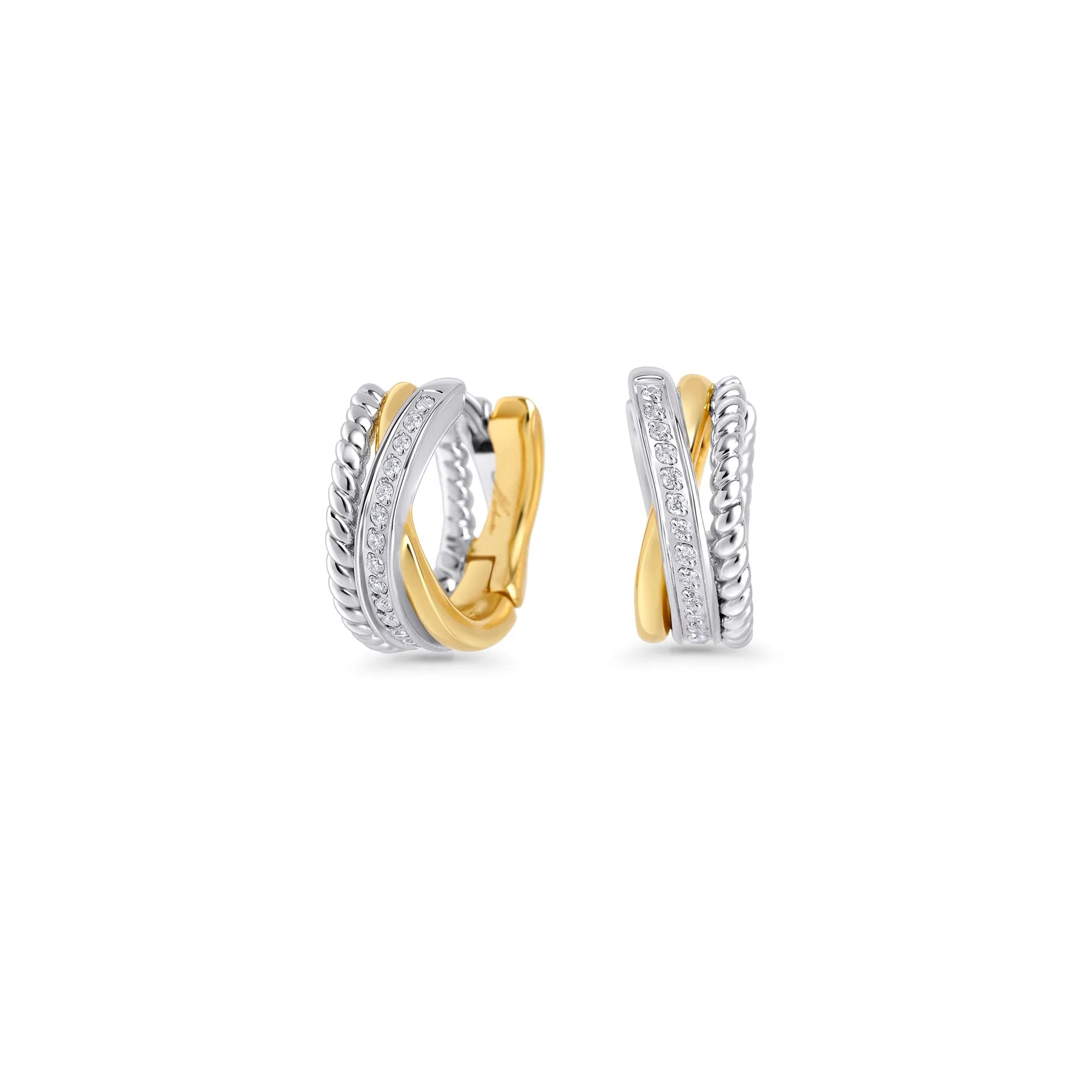 MIA BIJOUX - PAIRE BOUCLE D'OREILLE "BELA HUGGIE" - OR & ARGENT
