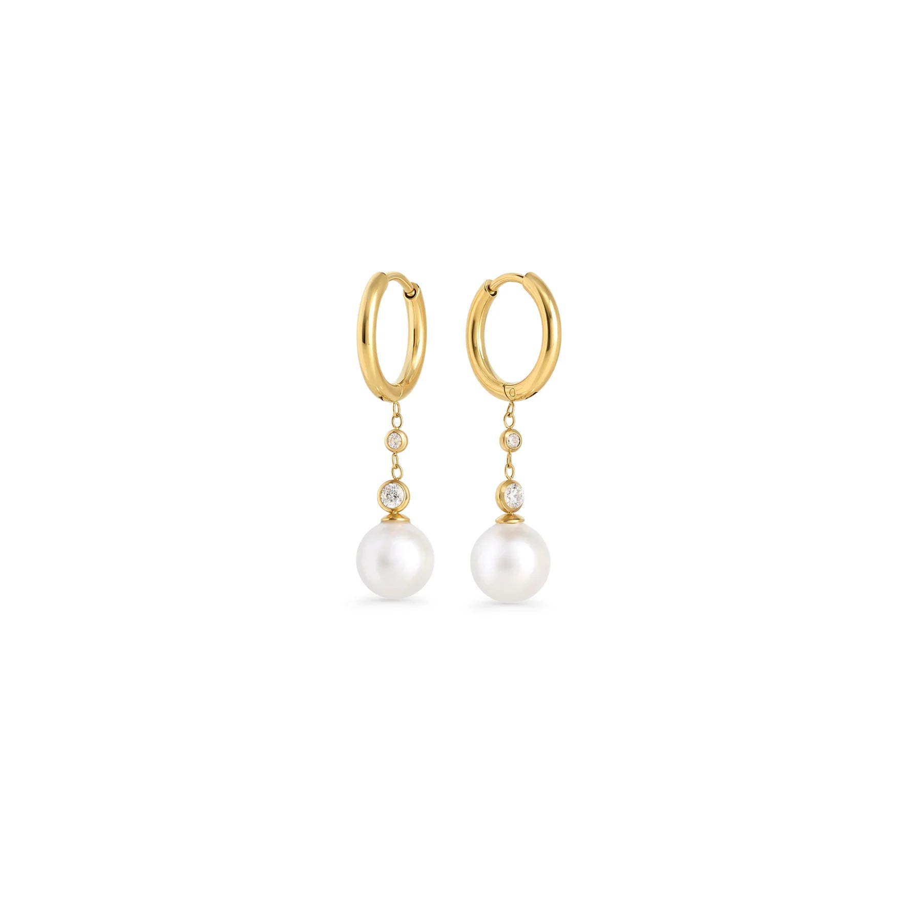 MIA BIJOUX - PAIRE BOUCLE D'OREILLE "MONROE HUGGIE PERLES" - OR