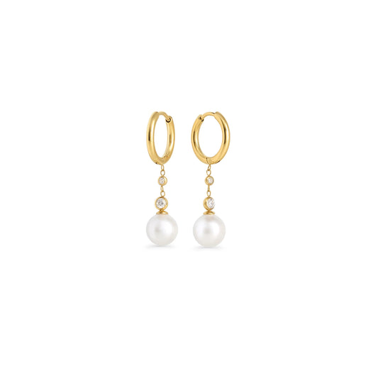 MIA BIJOUX - PAIRE BOUCLE D'OREILLE "MONROE HUGGIE PERLES" - OR