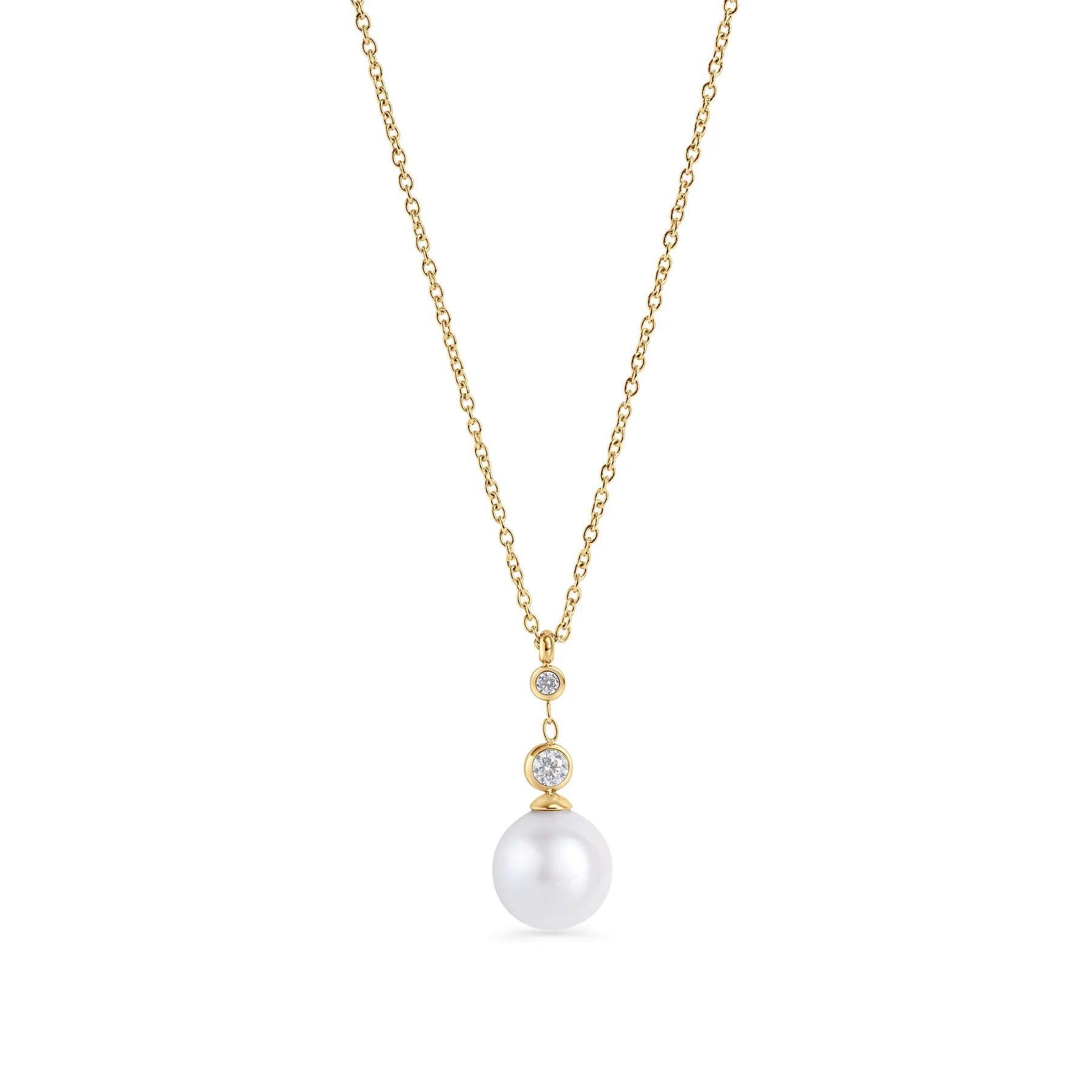 MIA BIJOUX - CHAINE 17" PENDENTIF "MONROE & PERLE" - OR