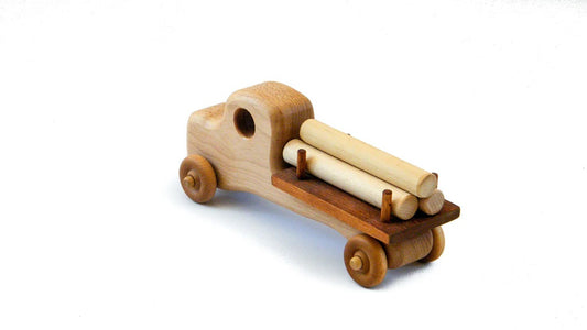 Camion en bois avec chargement de billots - naturel