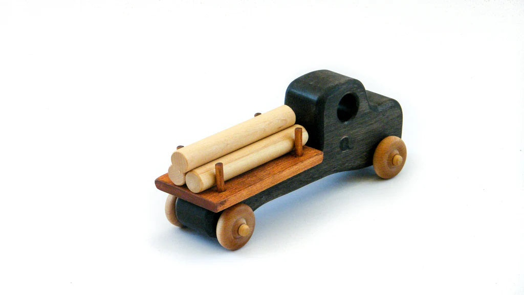 Camion en bois avec chargement de billots - noir