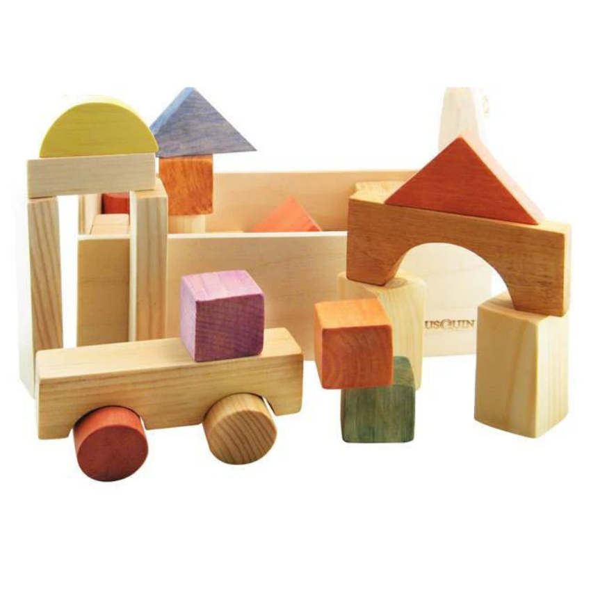 Coffret jeu de blocs en bois différentes forme 29 pièces