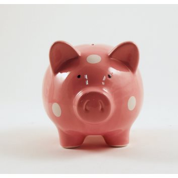 TIRELIRE COCHON ROSE POINT BLANC