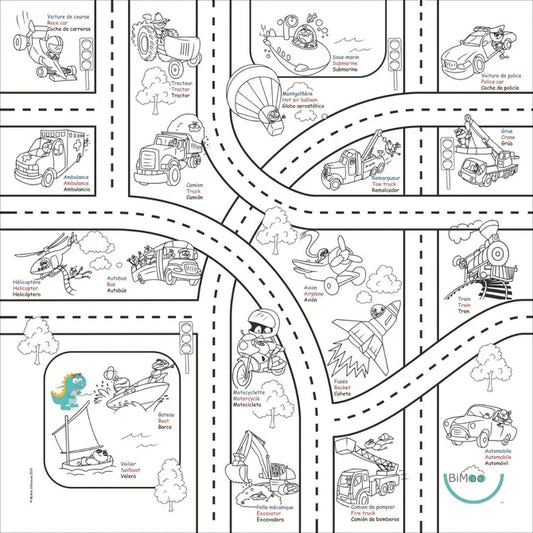 BIMBOO - NAPPE A COLORIER 45 X 45" -  TRANSPORT