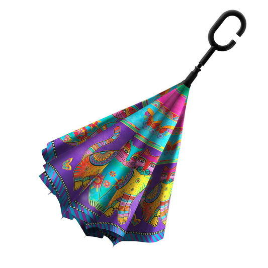 RAIN CAPER - PARAPLUIE REVERSIBLE "CHAT& PAPILLON LAUREL BURCH"