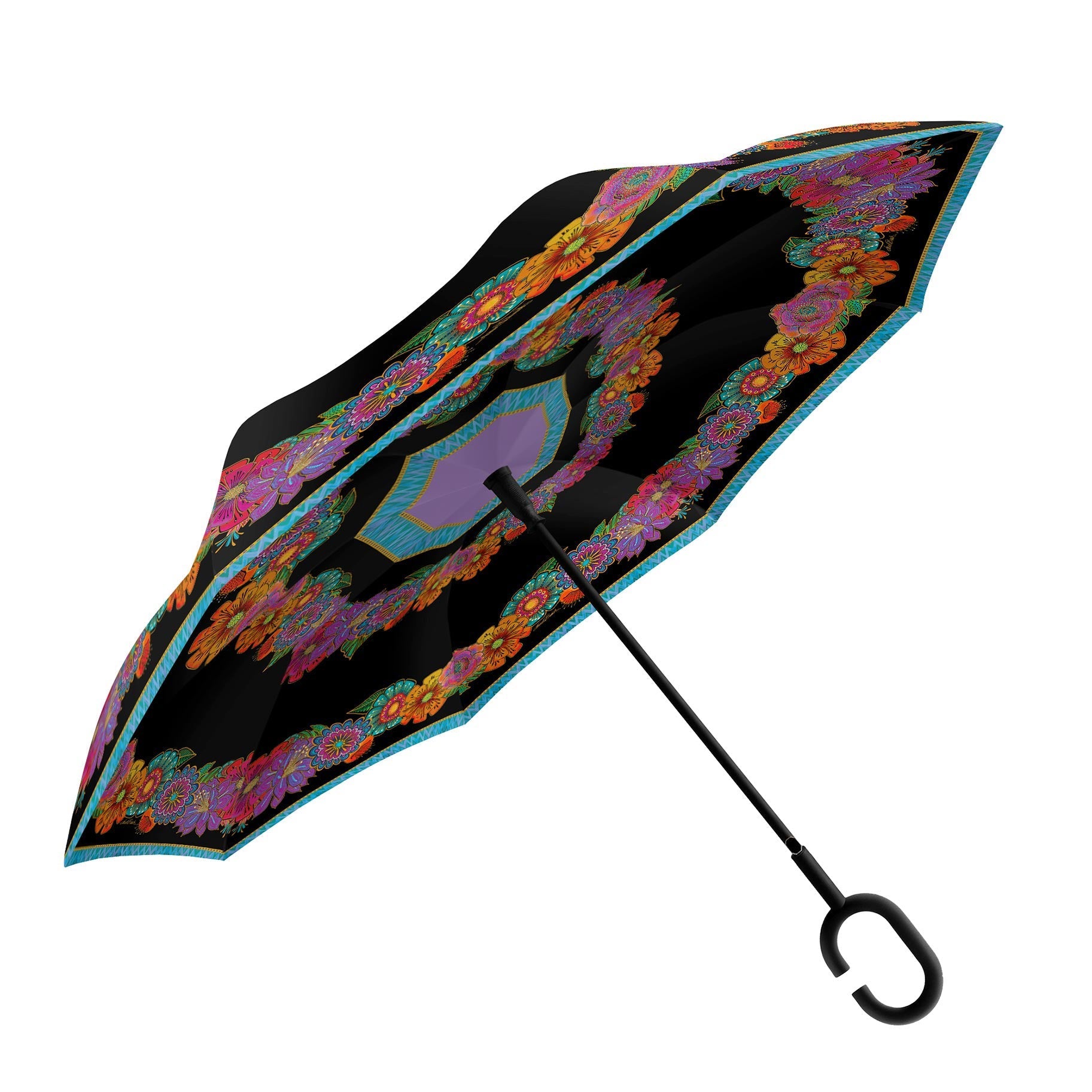 RAIN CAPER - PARAPLUIE REVERSIBLE "BLOOMS LAUREL BURCH"